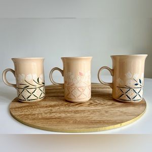 3 Churchill England vintage floral botanical latticework coffee tea cups
